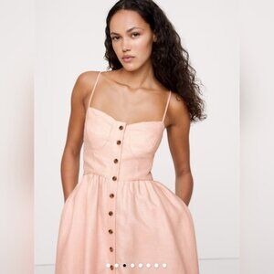 Banana Republic Linen Corset Maxi Dress in Pink Scallop Shell